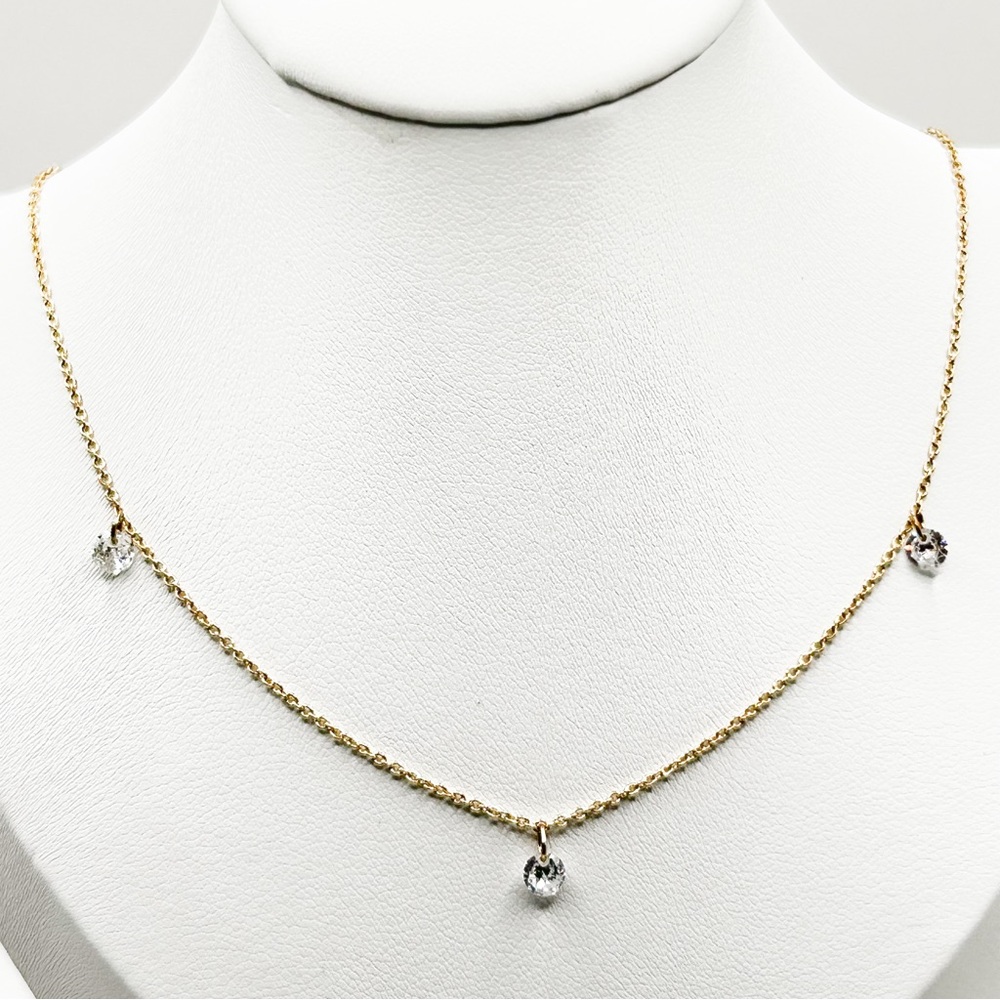 NWT stainless steel 14k gold plated crystal drops necklace